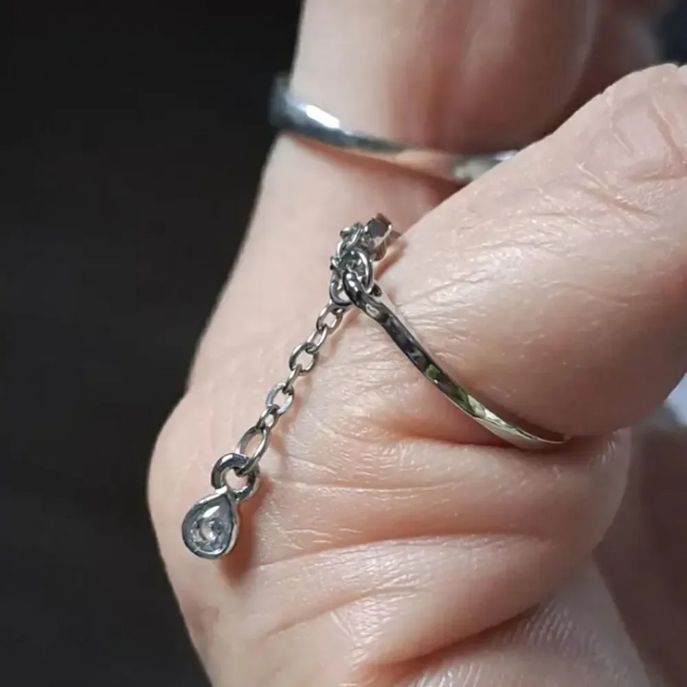 Retro water drop pinky/knuckle ring